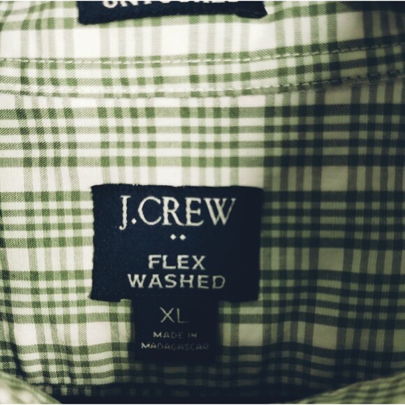 J Crew Shirt Men's XL Flex Washed Slim Untucked Button Down Collar Green Plaid - Picture 4 of 11